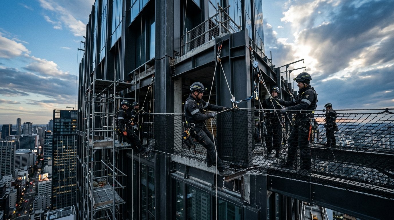 Spider Safety Nets installation team at work