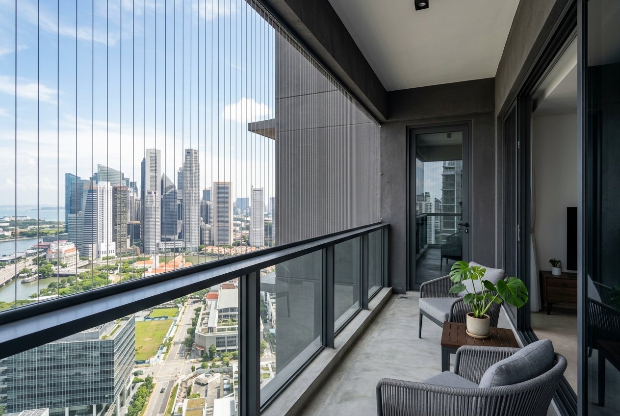 Balcony safety net installation