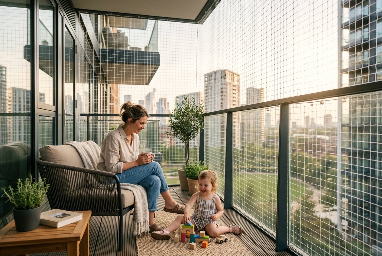 Kids safety net on balcony