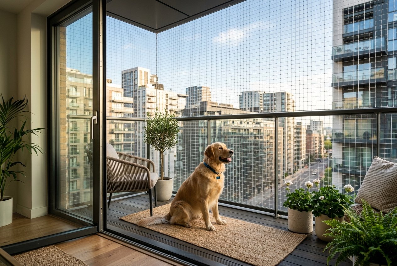 Pet safety net on balcony
