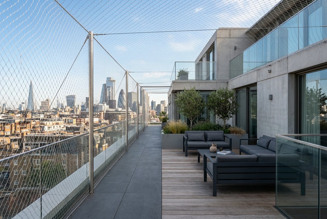 Terrace safety net installation